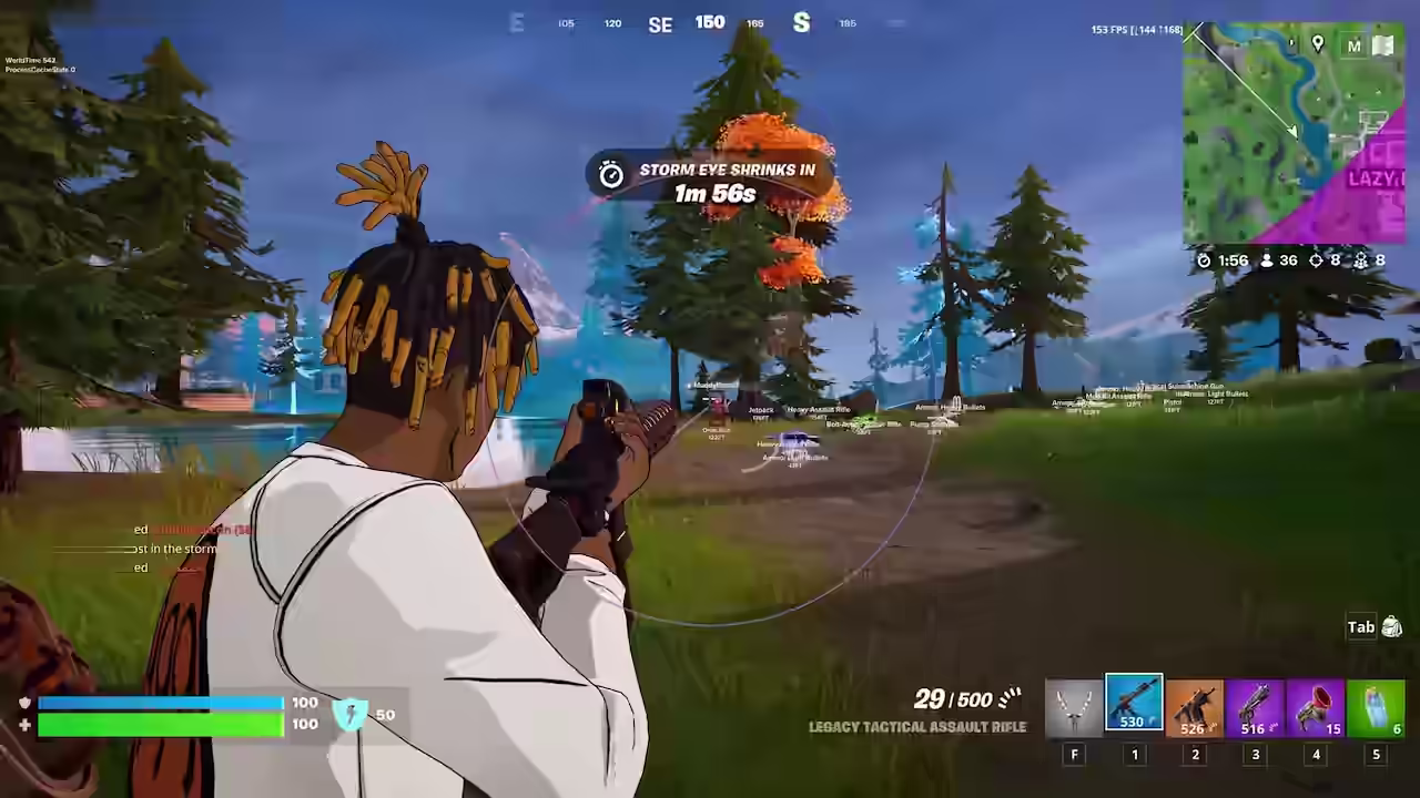 Fecurity Fortnite cheat menu showing chest and ammo box ESP highlighted on the game screen